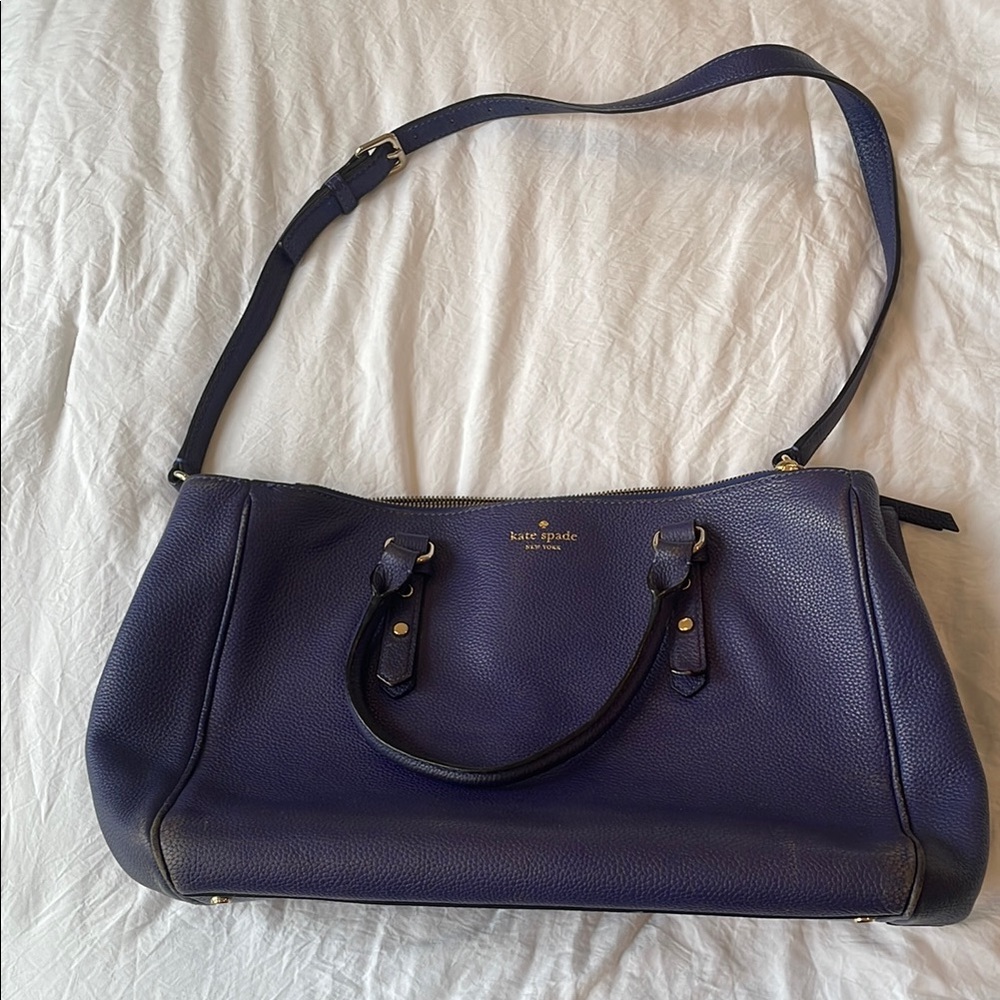 Kate Spade Navy Blue Leather Tote Bag